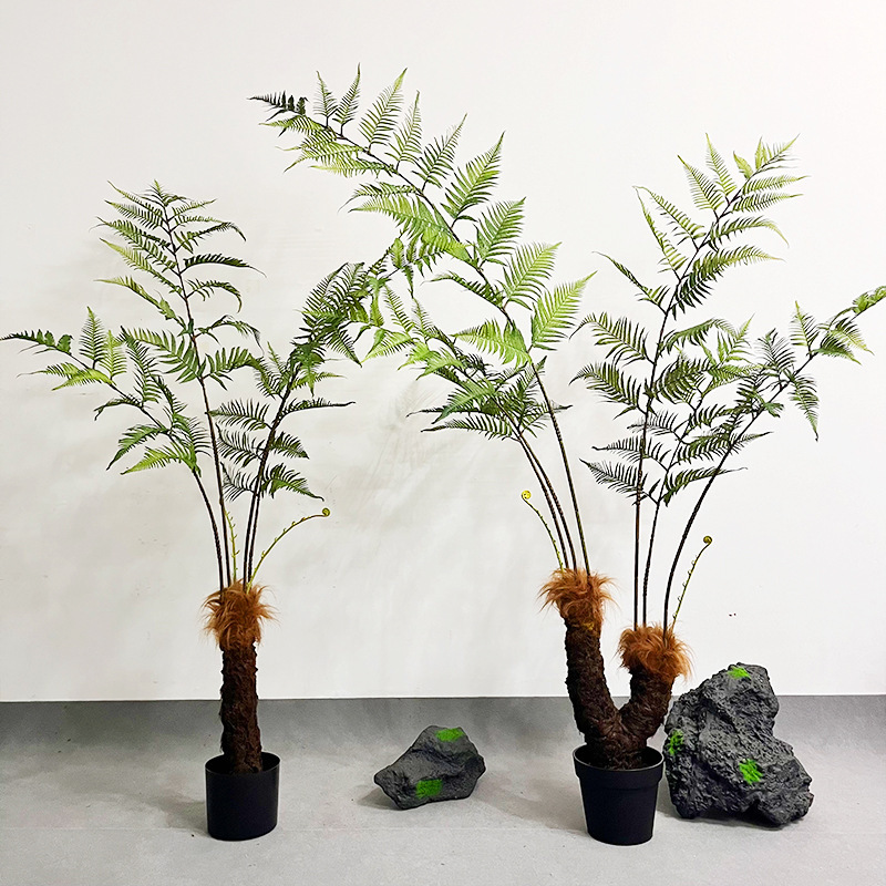 Simulación paisajística de helecho de cabeza de mono plantación de maceta de seda dorada decoración interior plantación de plantas falsas de alta simulación