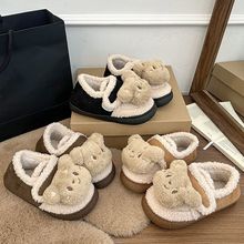 可爱卡通居家保暖防滑加绒毛毛单鞋2025冬新款时尚百搭魔术贴单鞋