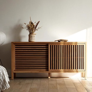 Solid Wood Sideboard Nordic Grille Door Storage Cabinet Living Room Bedroom Storage Cabinet Designer B&B Cabinet