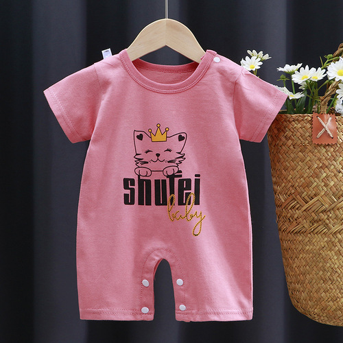 Summer Baby Onesie Thin Men's Baby Cartoon Newborn Short Sleeve Climbing Suit Infant Girls' Pajamas