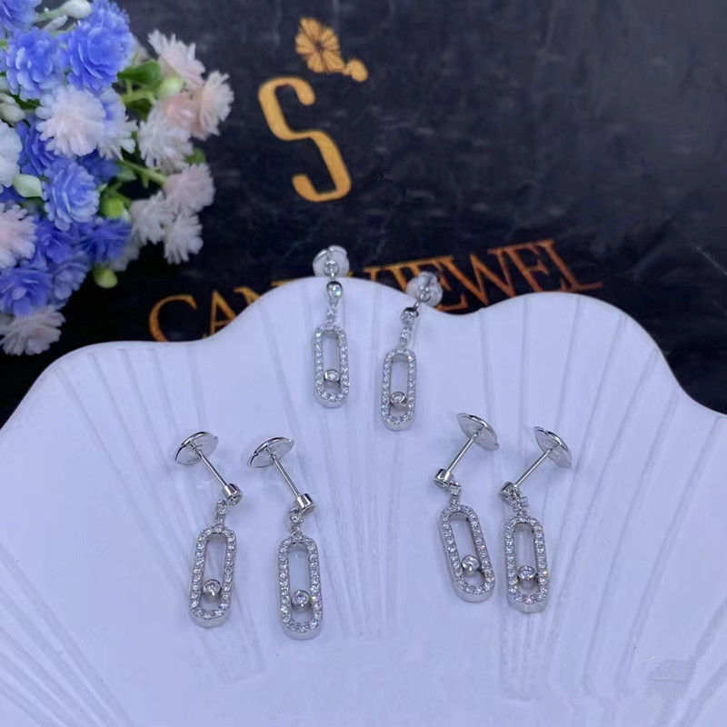 French-Style Plum Blossom Sliding Diamond-Studded Earrings for Women, High-End Diamond-Plated 18K Silver Needle Earrings, Foreign Trade Jewelry