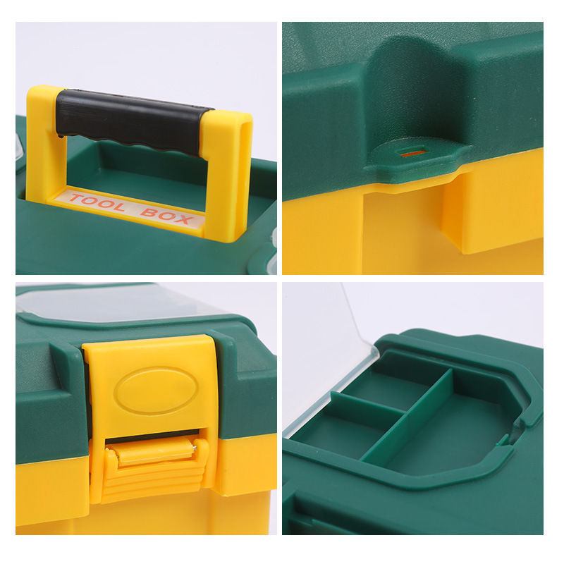 メーカー現物二重プラスチック強化工具箱黄緑色工具金物工具部品収納ボックス卸売り|undefined