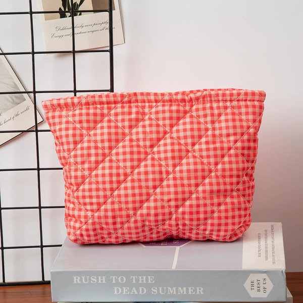 Red plaid clutch bag