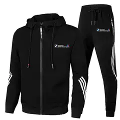 2024 New Cross-Border Car Logo Print Casual Men's Fashion Sports Set Hoodie Zip-Up Cardigan Set for Men