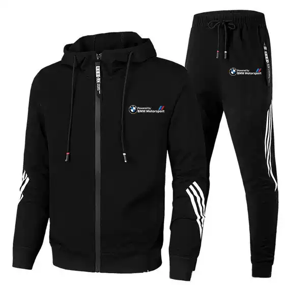 2024 New Cross-Border Car Logo Print Casual Men's Fashion Sports Set Hoodie Zip-Up Cardigan Set for Men