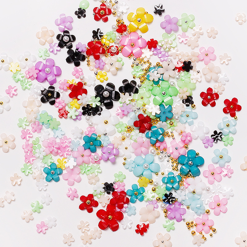 Japón mezcla de estilo 3D estereoscópico flor pequeña joyería de uñas nueva resina roja de cinco pétalos accesorios de uñas