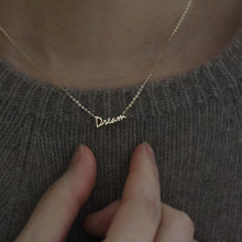 Dream项链纯银英文字母吊坠镀14k金锁骨链ins风直播热卖跨境新款