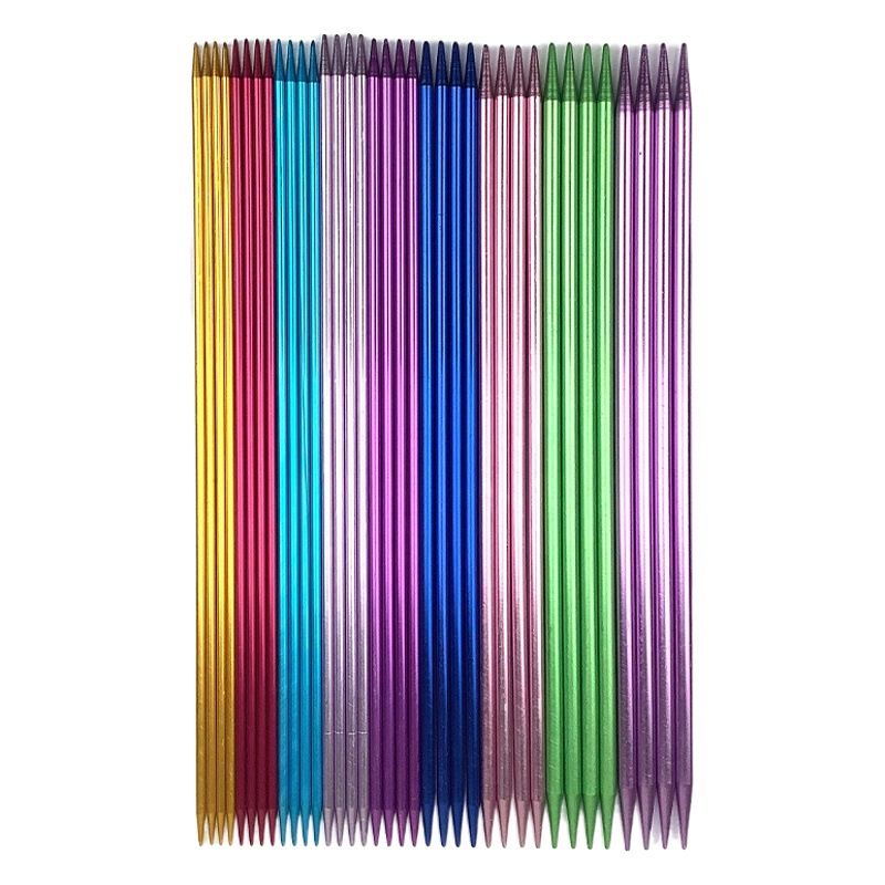 Herramientas de tejer suéter color aguja doble punta palo aguja aluminio lana longitud un conjunto de 9 paga cada paga 4 pu embalaje