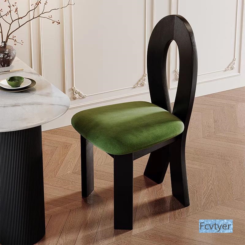 锴引靠背椅鱼餐桌椅子化妆实木钥匙法式侘寂风餐椅家用餐厅人凳子