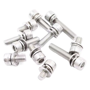 304 stainless steel hexagon socket three combination screw cylinder head with pad three-in-one screw M3M4M5M6-M12