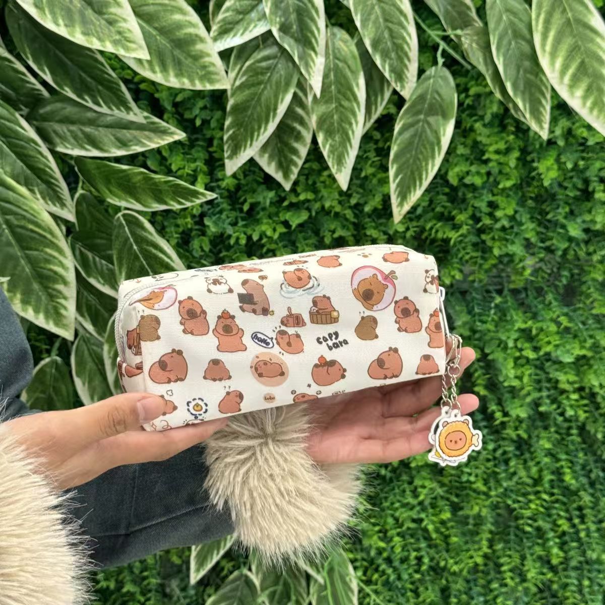 Nuevos bolsos de maquillaje naranja superior cappa en bolsas de nicho japonesas de gran capacidad de la fiesta estudiantil caja de papelería de lápiz