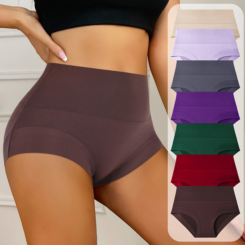 Amazon cross-border explosions milk silk high waist plus size underwear ladies underwear comfortable breathable solid color briefs