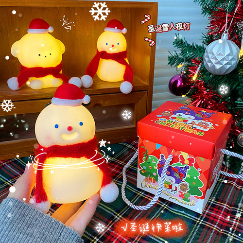 Cute Christmas Snowman Night Light Atmosphere Lamp Holiday Atmosphere Props Dormitory Study Bedroom Night Light