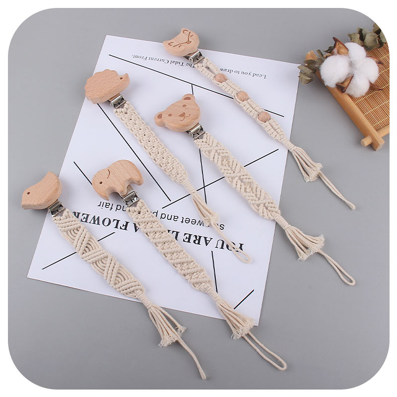 Bebé creativo Beech animal leche pezón anti-gota cadena juguete mordedor nuevo pezón tejido hecho a mano cuerda