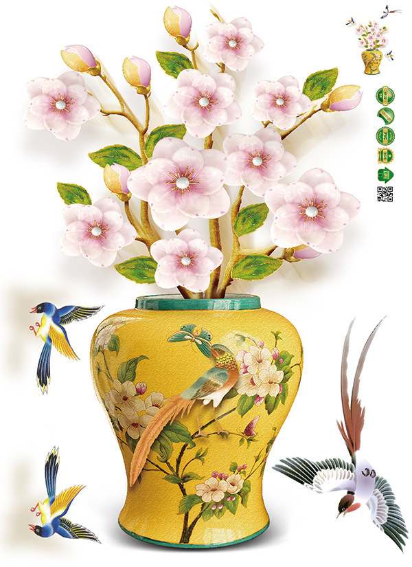 Realistisk 3d vas väggdekal för heminredning_voghion.com