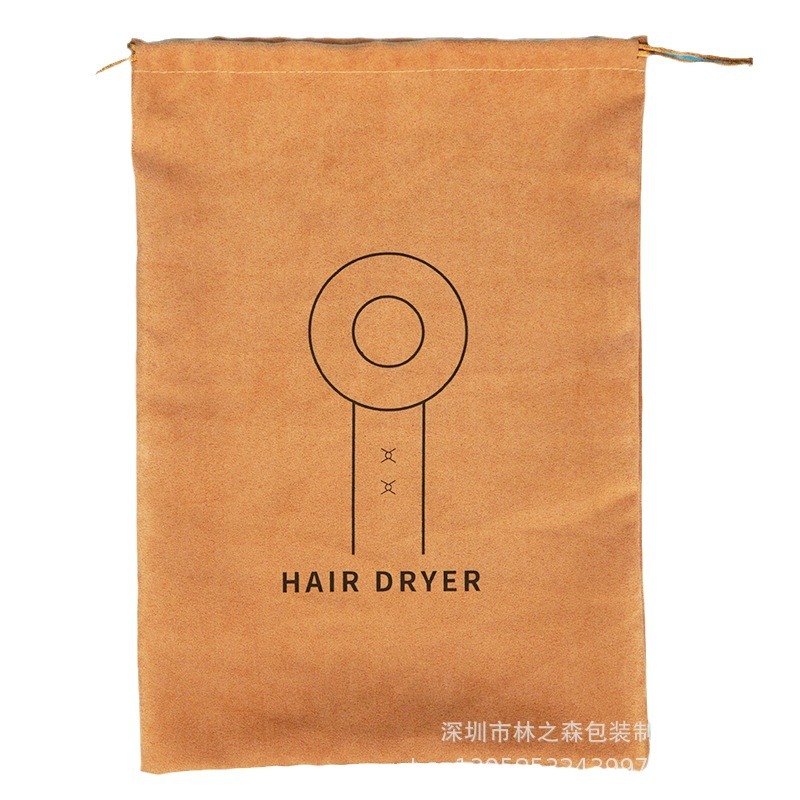 En stock 33*23cm gamuza secador de pelo bolsa de almacenamiento bolsa de polvo cordón Hotel secador de pelo bolsa de almacenamiento