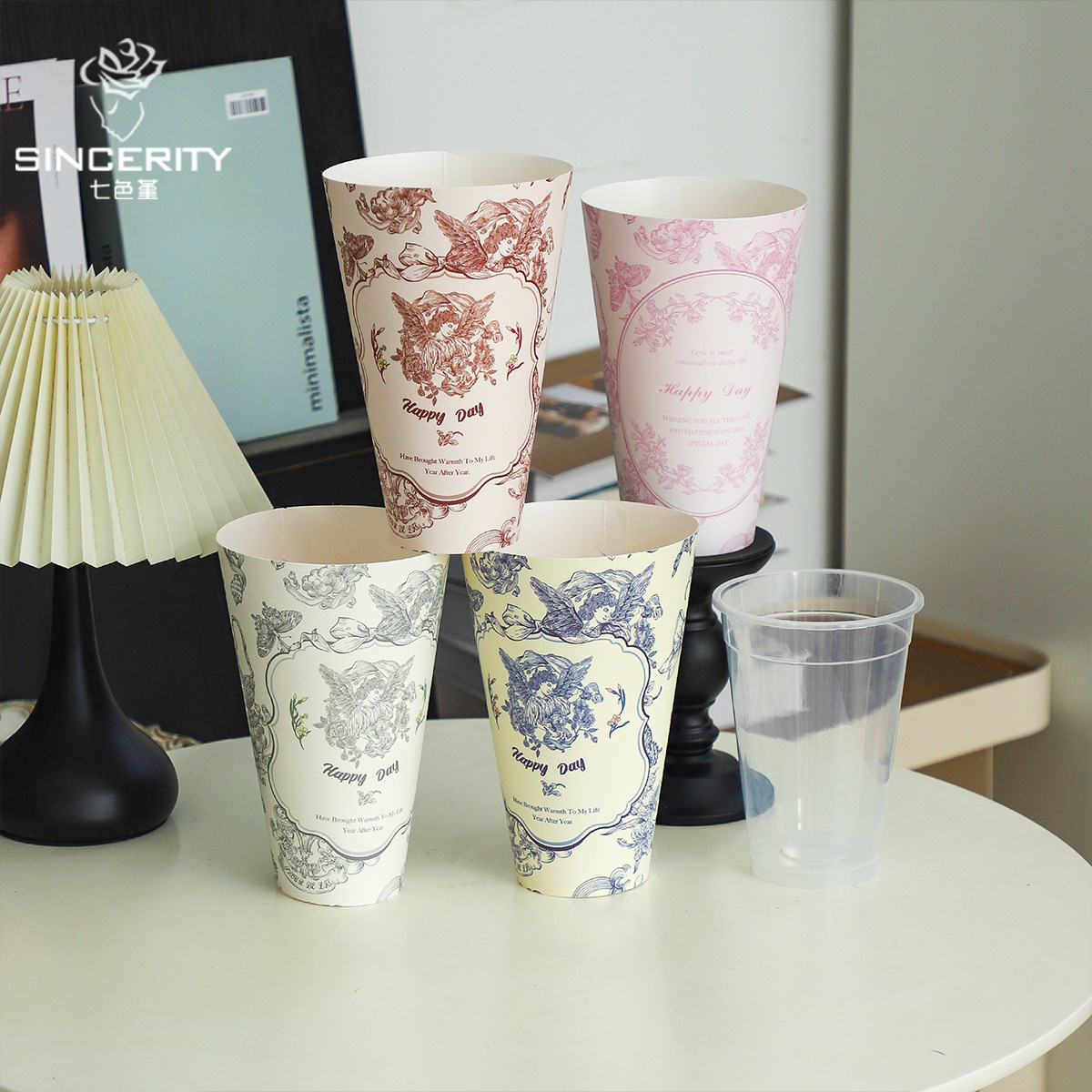 Los siete colores cordier helado barril de té de leche de espesamiento de forma de hoja de embalaje de flores diy hecha a mano materiales de florista