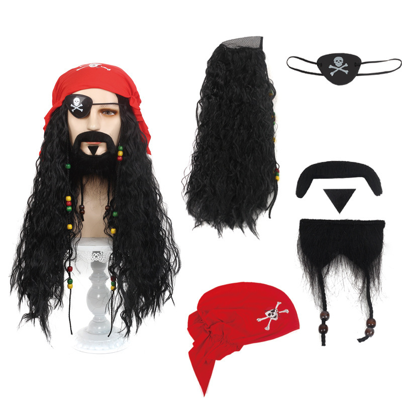 Pirate Wig Halloween Masquerade cosplay Captain Hook Caribbean Jack Wig suit Pirate Wig Halloween Masquerade cosplay Captain Hook Caribbean Jack Wig suit