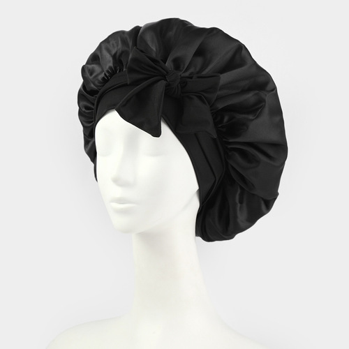 Elastic Band Satin Round Hat Bowknot Western Style Hair Hat Scarf Hat Round Top Hair Protection Hat Wide Brim Sleep Hat