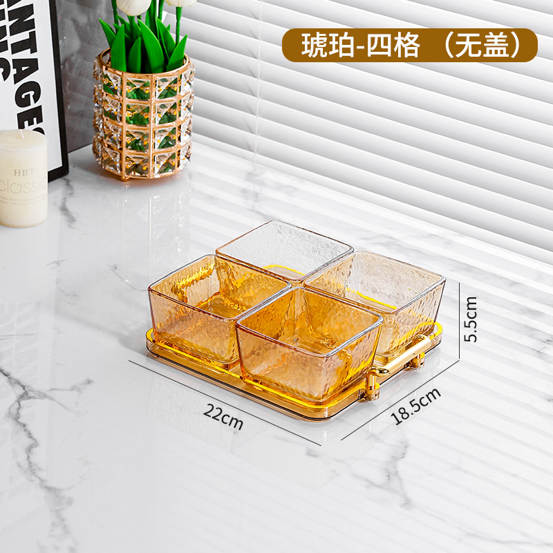 INS Luz de lujo vidrio dividido plato de fruta snack caramelo fruta seca snack placa sala de estar hogar comercial KTV DE ALTO aspecto