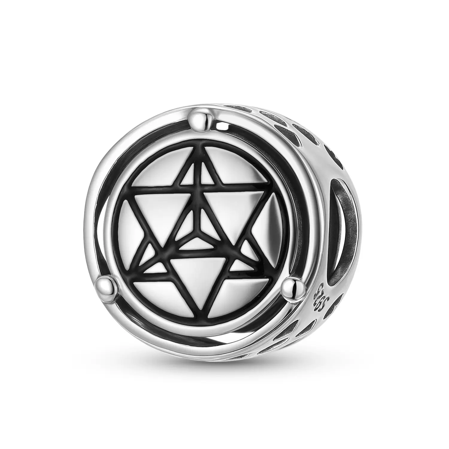 创意个性Merkaba梅尔卡巴符号/精神世界符号串珠S925纯银手链配件