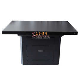 韩式木桌可抠洞烧烤桌餐厅食堂家用餐桌