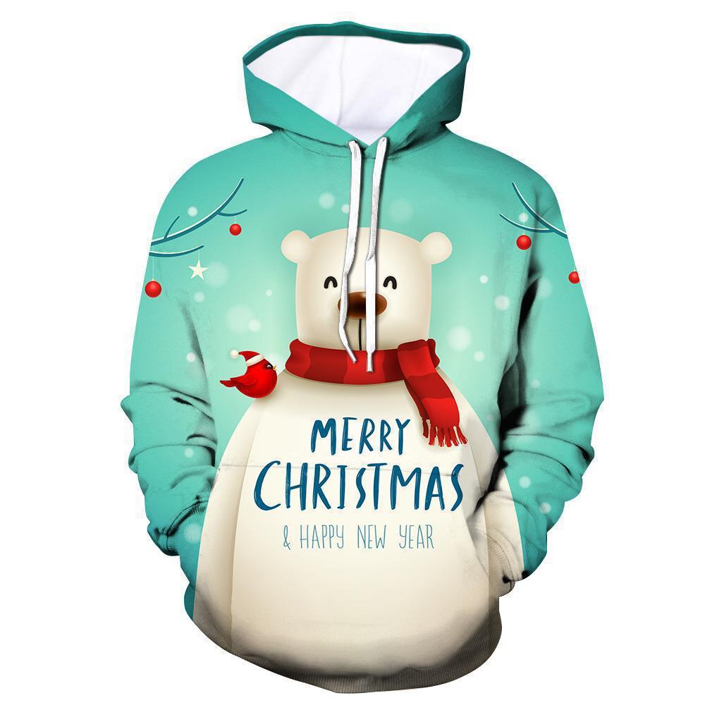 2024 Sudadera de moda transfronteriza de nuevo estilo europeo y americano Navidad 3D impresión digital sudadera con capucha para hombre suéter para niños