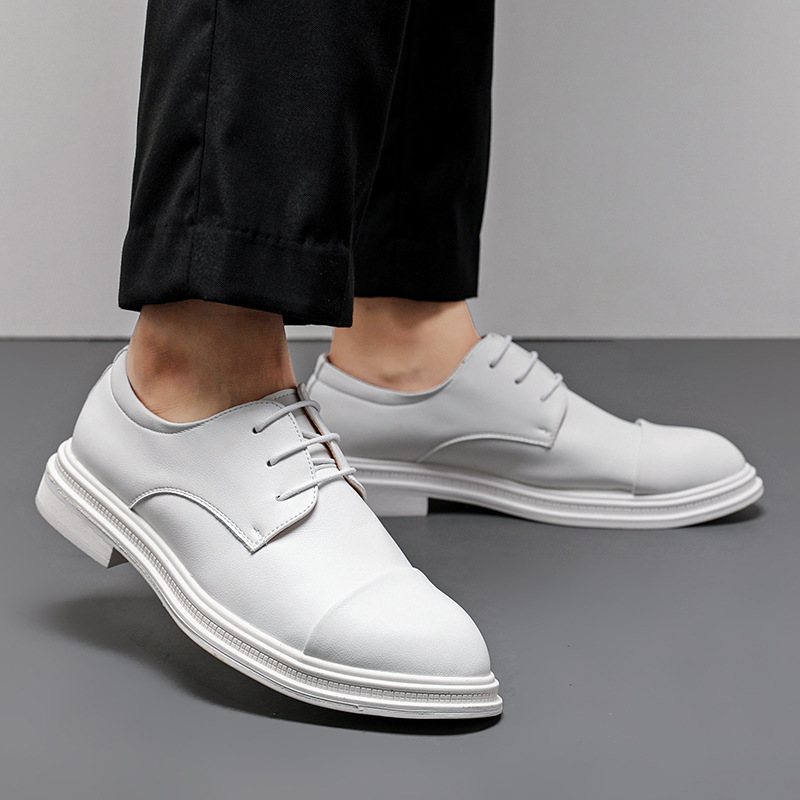 zapatos de cuero de negocios de hombre, moda, nuevos zapatos de cuero casuales de moda, zapatos de boda de estilo británico, zapatos de cuero de cordón de hombre image 5