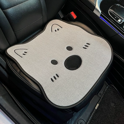 Linen Car Seat Cushion, Suitable for All Seasons, Women's 2025 New Model, Cute Puppy Design, Rear Seat Single Piece, Skin-Friendly and Breathable Seat Cover (Seat cushion, seat cover) - four-seasons-linen-style-west-highland-cute-puppy-gray-front-seat-cushion-leaflet-no-specifications