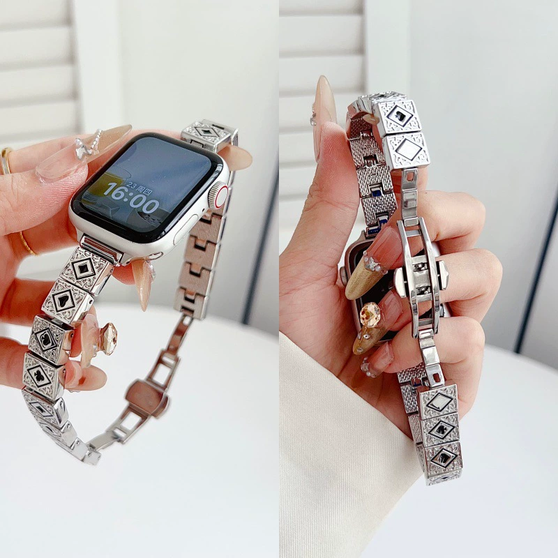 [金属ной стальной браслет для Apple Watch в виде карточной плитки, совместим с Apple Watch S11, 10 поколение, SE, универсальный Ultra]