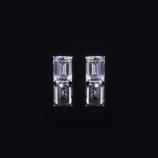 S925 Silver Four Claw Earrings 0.8/1 karat Cultivation Diamond Earrings Female Emerald Cut Earrings 9/10/14K Gold