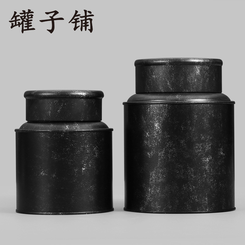 厂家直供复古散茶罐 食品级铁盒茶叶罐铁盒双层盖密封罐 现货批发