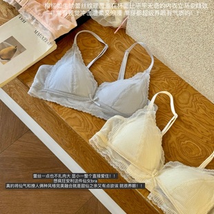 Pure Desire French Triangle Cup Lace Bra Small Breast Push-Up Fit Breathable Thin Cup Anti-Sagging Adjustable Underwear Summer