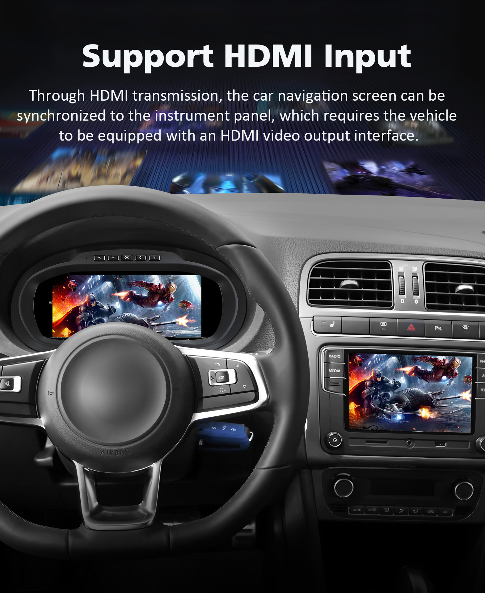Suitable for Volkswagen 12-18 POLO and 11-16 Amarok, LCD instrument panel modification assembly, plug and play
