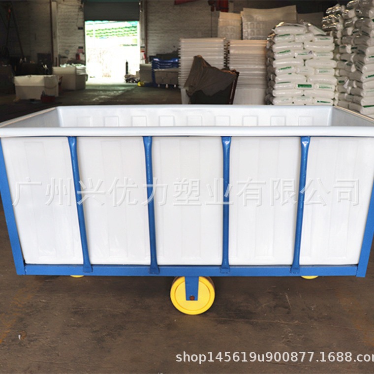 出口越南、印尼印染厂用四轮推布车/配车架牛津方箱水箱手推车