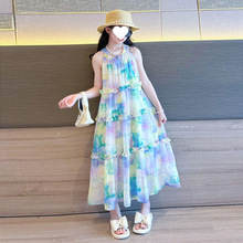 女童波西米亚无袖连衣裙2024夏季新款儿童洋气度假裙子中大童长裙