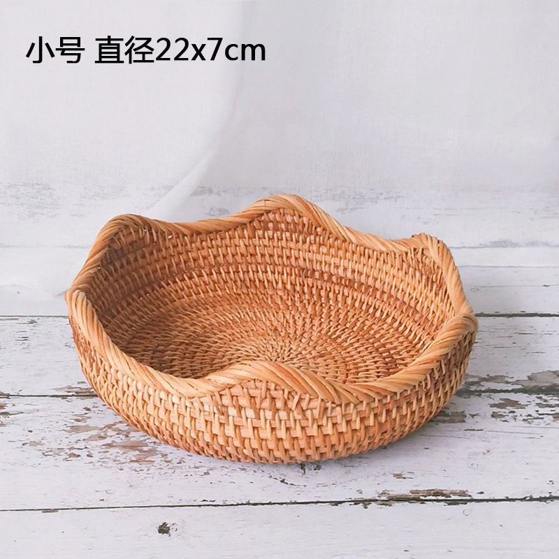 Cestas de almacenamiento de frutas de caña trenzadas vietnamitas canasta de sala de estar casera de bocadillos cestas de dulces creativas canasta de frutas secas caja