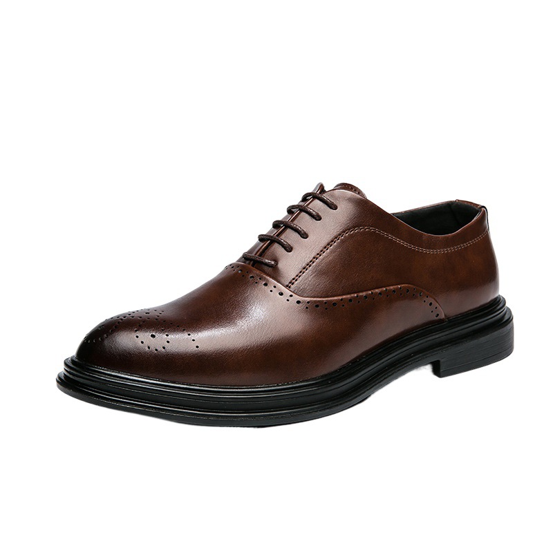 Zapatos de cuero de talla grande transfronterizos 38-46 primavera y otoño nuevos zapatos de cuero formales de negocios a cuadros para hombres gruesos leathershoes