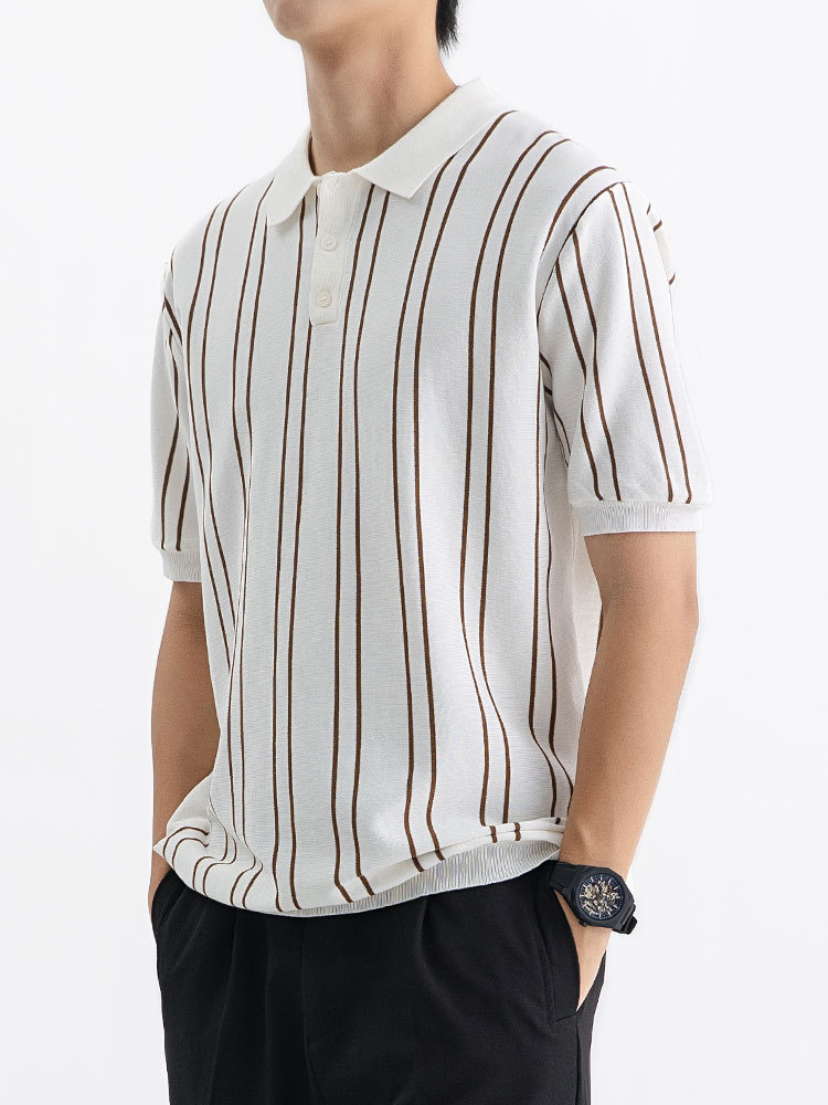 Hombres de alto nivel camisa polo de punto de hielo hombre de negocios casual Europa y América nuevo estilo transfronterizo con la solapa vieja ropa de hombre