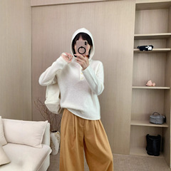 秋冬连帽卫衣款羊绒羊毛衫女宽松慵懒风软糯针织毛衣外套松弛感潮