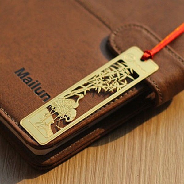 Marcadores metálicos simples clásicos chinos de latón creativos pequeños marcadores de flores de ciruela, bambú y crisantemo carpeta de libros recuerdos creativos