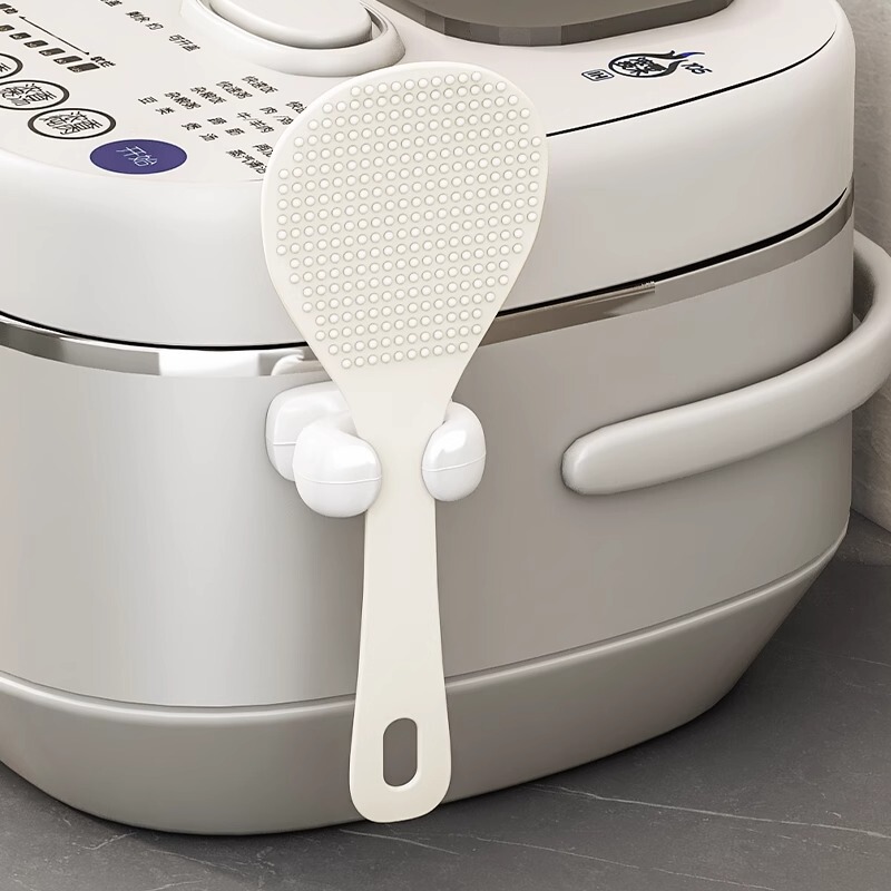 Rice Spoon Storage Rack Kitchen Wall-Mounted Rice Cooker Rice Shovel Storage Rack Silicone Hook Non-Stick Rice Spoon Storage Rack