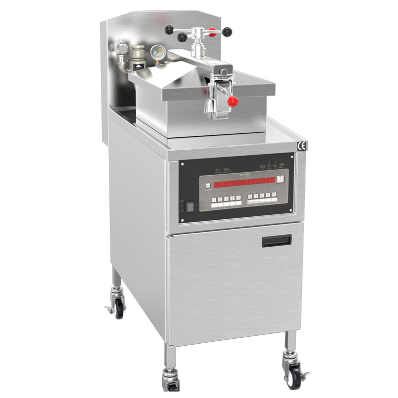 Freidora de pollo a presión estadounidense comercial con sistema de filtro de aceite freidora eléctrica de acero inoxidable estadounidense freidora de pollo a presión