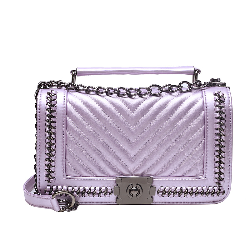 Bolso de mano, cadena de rombos para mujer, bolso de hombro de tendencia de la moda coreana, bolso de mensajero con cierre de sentido premium casual de todo fósforo