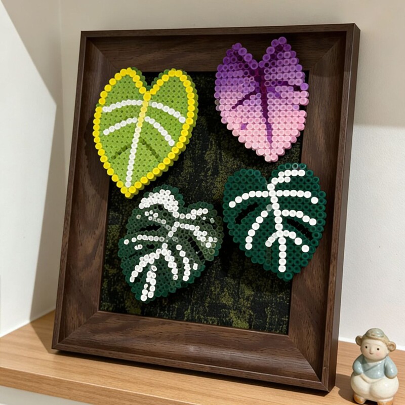 Green Plant Bead Art Display Board Photo Frame Air Plant Photo Frame DIY Wall Decoration Desktop Ornament Storage Creative Frame
