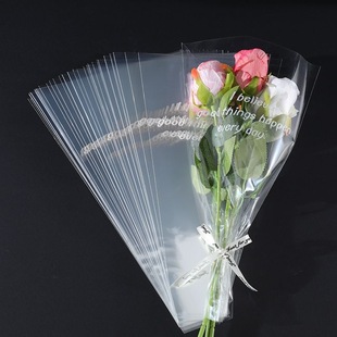 Flower packaging bag rose English transparent bouquet packaging paper cellophane single multi-branch bag floral flower packaging material