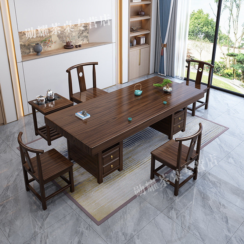 Nueva mesa de té china de madera sólida, mesa de té y silla, nueva mesa de té de oficina doméstica integral, mesa de té de kung fu