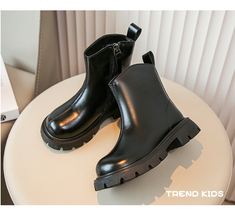 Girls' British style Martin soft soled short 2024 autumn and winter new item boys' versatile leather single children's_voghion.com