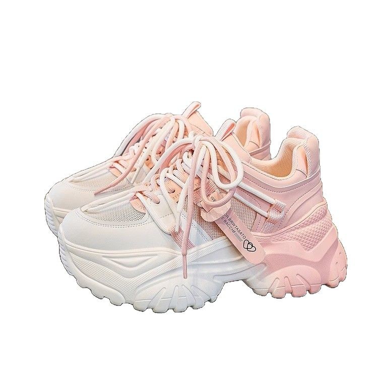 Zapatos de papá zapatos de mujer primavera 2025 nueva altura de suela gruesa super caliente deportivo blanco de verano red transpirable