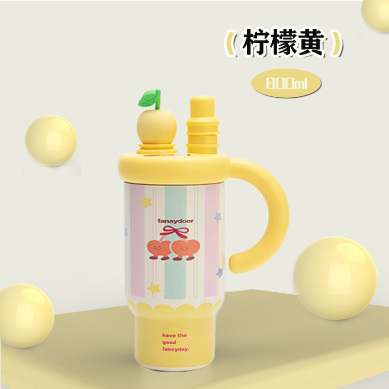新款大容量保温杯高颜值车载女生巨无霸不锈钢吸管保温杯|undefined